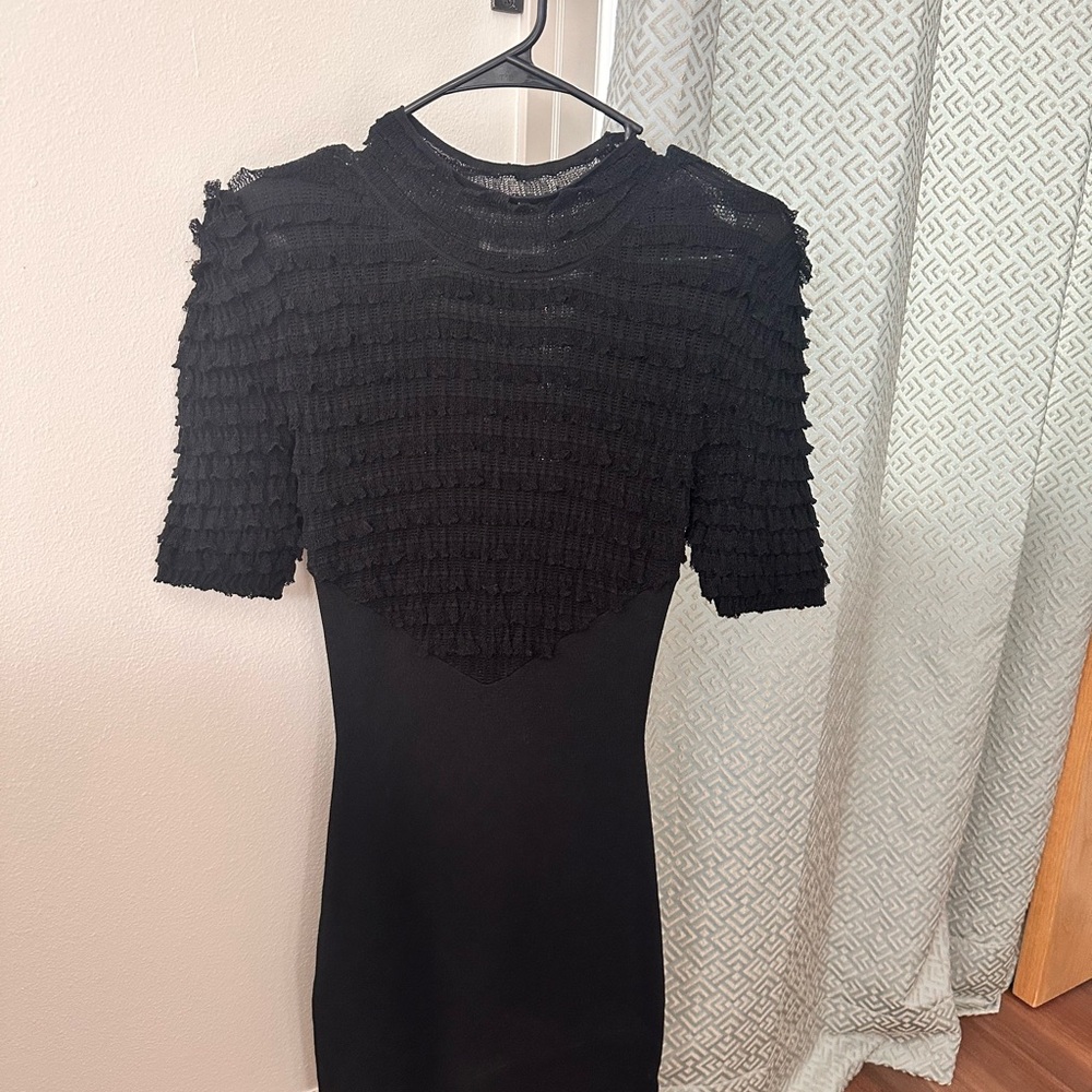 Elegant Black Textured Women's Dress